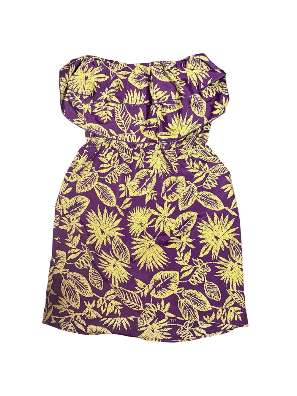 Y2K Tropical Purple and Green Floral Strapless Dress - Picture 1 of 1